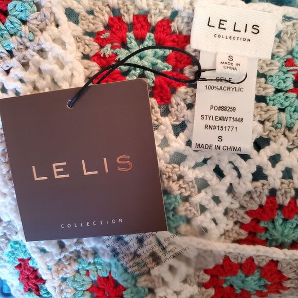 LE LIS White Granny Square Crochet Boho Festival Croped Top Small NWT - Picture 5 of 5